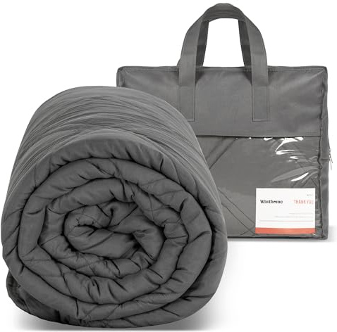 Winthome Manta Pesada 135x200cm 6kg, Mantas con Peso Doble Costura, Cobertor Pesado Ansiedad, Weighted Blanket para un Dormir Profundo y una Mejor Relajación Adulto (Gris)