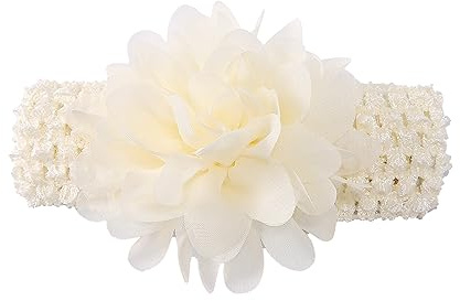 Anevous Lot de 2 bandeaux à fleurs pour bébé - En mousseline de soie - Pour fille, nouveau-né, accessoire de cheveux pour baptême, fête, mariage, photographie, beige