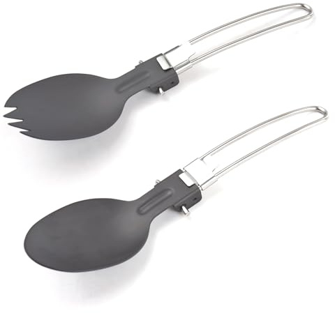 Cuillère pliable en aluminium et cuillère-fourchette ustensiles de camping pliables pour la randonnée