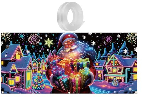 Stendardo Natalizio per Porta del Garage 4x1,8m UV Fluorescente Addobbo