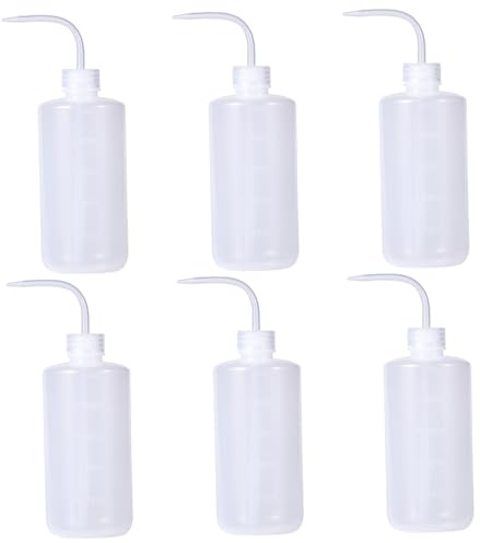 Peosaard Botellas exprimibles, 6 PCS Botellas exprimibles Dispensadores de plástico Botella de 500 ml con medidas Exprimible con boquillas Portátil para riego de líquidos