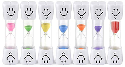 HOSTK Hourglass Sand Timer for Kids and Teens, Smile Pattern Tooth Brushing Timers for Games Classroom Kitchen Home Office Decoration(2min, 7pcs)