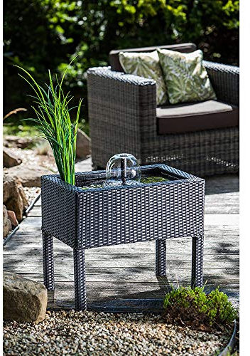 Heissner Rattan Terrassenteich, Schwarz, Einheitsgröße