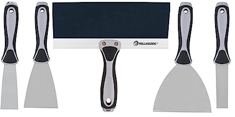 ROLLINGDOG 5-teiliges Malerspachtel Set mit 4 Stück Flexibel Spachtel und 25,4 cm Flachspachtel Spachtelmesser für vielfältige Spachtelarbeiten