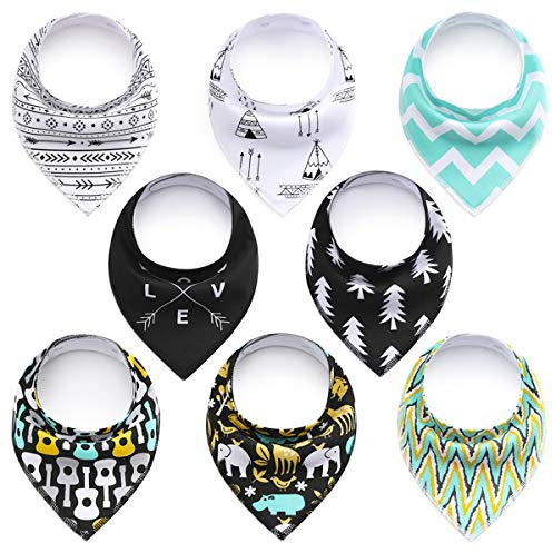 SONARIN Baby bandana dregel haklappar dregelhaklappar för pojkar, dregel och tandsprickning, superabsorberande organisk bomull bandana haklappar, 8-pack