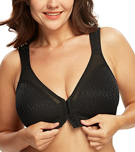 DotVol Femme Soutien-Gorge correcteur de Posture Avant sans Fil Bra Minimiseur Confortable Noir100E
