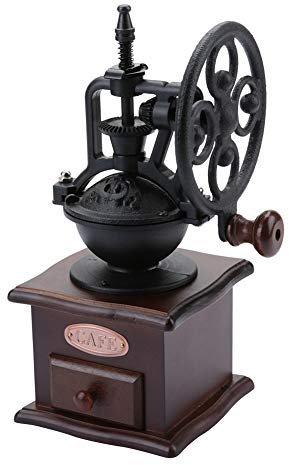 Moulin à café manuel - rétro - Moulin à café à manivelle - En bois - Pour grains de café, épices, poivre, céréales - Décoration de maison vintage