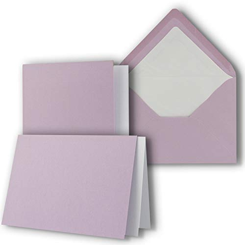 10 x kortset DIN B6-12 x 17 cm – 120 x 170 mm – vikta kort med kuvert och inlägg – räfflad strukturyta – orkidé – vintage inbjudningskort