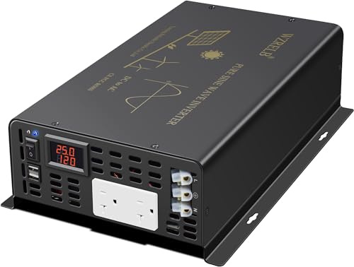 3000 Watt Reiner Sinuswellen-Wechselrichter, 24 V DC auf 120 V VAC, 6000 W, Spitze, integrierte Softstarter, Dual-AC-Ausgänge, netzunabhängiger Solar-Konverter, Wohnmobil-LKWs (U5-LKWs)