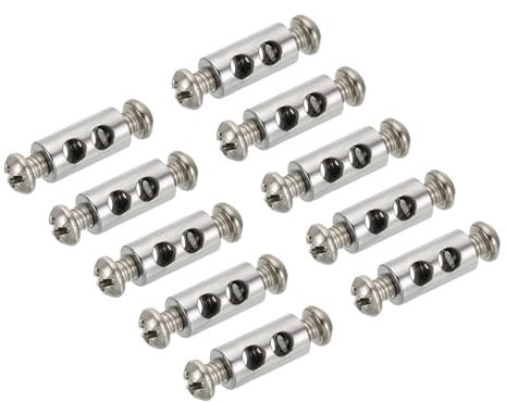PATIKIL 7x14mm Alambre Cuerda Clips, 10uds Acero Cable Abrazaderas 3.2mm Dobles Agujeros Cable Bloqueo Cuerda Accesorios Clip con M4*0.7 Tornillos para Cable