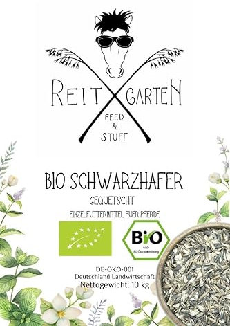 Reitgarten´s Bio Schwarzhafer gequetscht 10 kg Pferd Kraftfutter Hafer Schwarzhafer Pferdefutter