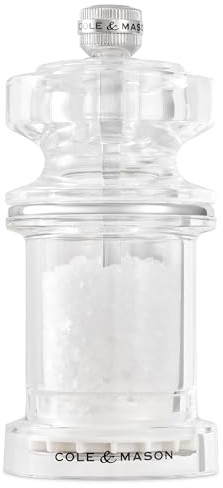 Cole & Mason 675 Salt Mill, Adjustable Ceramic Grinding Mechanism, Salt Grinder for Seasoning/Cooking, Acrylic, 118mm, Lifetime Mechanism Guarantee
