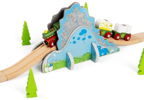 Bigjigs Rail – Dino Riser tunnel – trä dinosaurie – tåg tillbehör, barntåg och järnvägstillbehör, leksaker och presenter till småbarn, 3 år gammal +