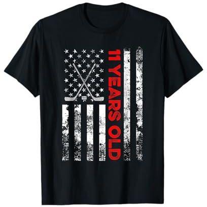 11 Jahre altes Hockeytrikot zum 11. Geburtstag, Flagge der USA T-Shirt