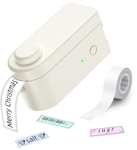 Makeid etikettskrivare L1, Bluetooth-etikettmaskin och etikettmaskin självhäftande (HD-version, beige)