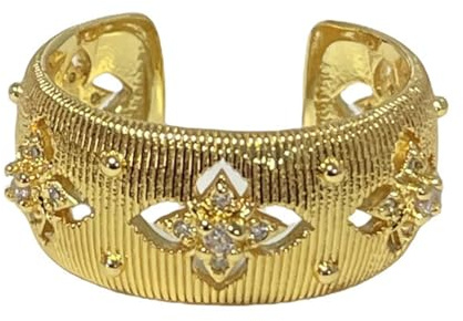 Sumpgle Anillo italiano hecho a mano de oro cepillado de doble tono inspirado en la realidad, joyería con acabado chapado en oro para uso diario