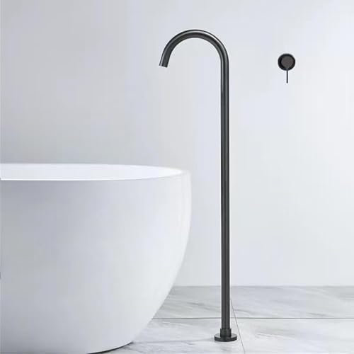 Grifo Bañera Suelo Cuello de Cisne Empotrada Grifo Independiente para Bañera de Pie,gris