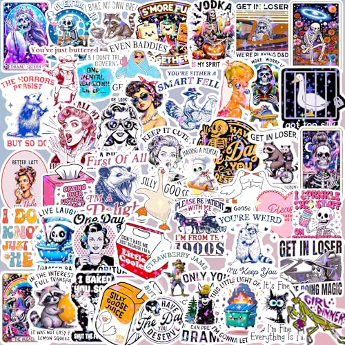 200 PCS Funny Holographic Stickers for Adults, Sarcastic Meme Waterproof Vinyl Decals for Laptops Water Bottle Phone Kindle Journal Scrapbooking Bumper Skateboard Luggage, No Repeats
