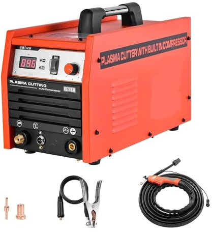 Plasma Cutter with Built-in Air Compressor Digital Inverter Clean Cut Plasma Cutting Machine Powerful Precise