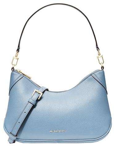 Michael Kors Women's Jet Set Medium Convertible Pochette Crossbody, Gold-Tone Hardware/Leather, Chambray