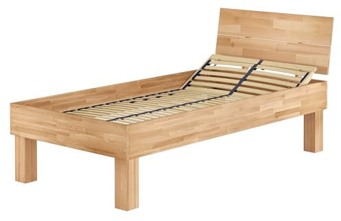 Erst-Holz®Einzelbett Singlebett Buche 100x200 Massivholz hohes Seniorenbett inkl. Federholzrahmen 60.81-10FV