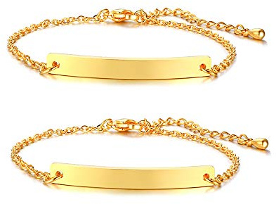 VNOX Bracelet Femme Personnalisé Gravés Noms Acier Inoxydable Bracelet Partenaire Personnalisé|BFF Bracelets pour 2|Bracelets Demoiselle d'honneur|Cadeau Anniversaire Sœurs