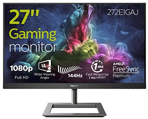 Philips ‎272E1GAJ/89 Gaming Monitor 27 Inch FHD, 144 Hz, 1ms, VA, AMD FreeSync, Built in Speakers, 1920 x 1080, 350 cd/m², HDMI/DP, Black