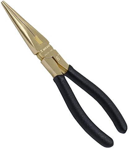 WEDO Brass Long Nose Pliers 8, with Non-Slip Handle, Snipe Nose Pliers, Length 200mm