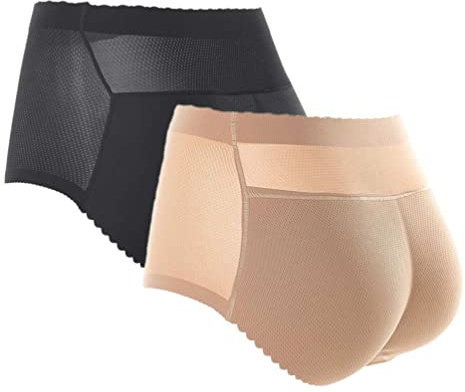 SUIUOI 2PCS Body Shaper Donna Mutandine Modellanti a Vita Alta, Butt Lifter Slip Imbottiti Controllo Pancia Boyshorts Snellenti