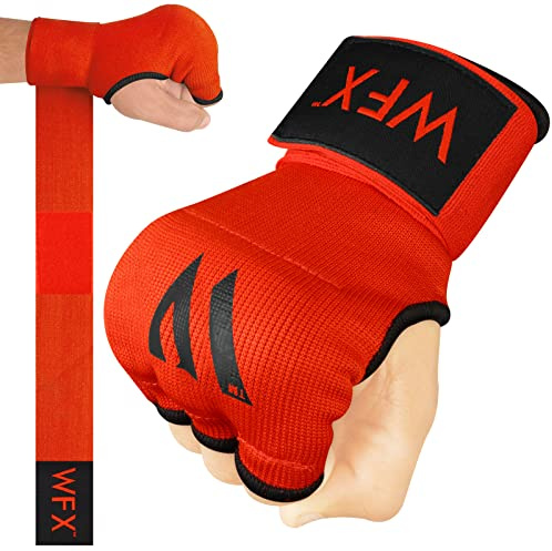 WESTWOOD FOX Fasce per Le Mani da Boxe Sacco da Boxe Uomo Donna Guanti Interni in Gel Bende Cinghie di Supporto Lunghe e Rapide Allenamento Sparring (Rosso, S)