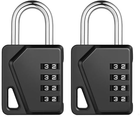 ZHEGE 4-Digit Combination Padlock with DIY Name Tags (Black, 2 Pack) | Heavy Duty Weatherproof Outdoor Lock for Gym & School Lockers, Shed, Fence, Gate - New Version