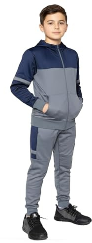 Boy's Tracksuit Hoody & Jogger Set Poly (UK, Age, 9 Years, 10 Years, Regular, As-Steel/Navy)