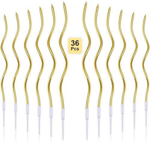 XUSSMM 36 Stückes Gold Spiral Geburtstagskerzen für Kuchen, Kinder, Torte, Wunderkerzen für Geburtstag, Hochzeit Party Dekoration