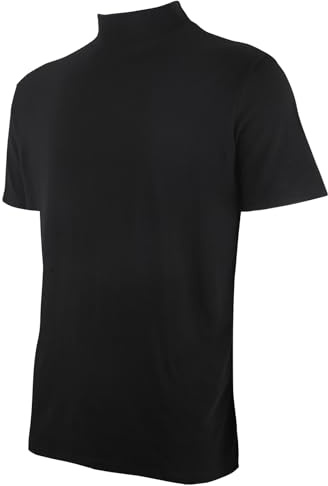 COMFREE Maglietta da Uomo a Maniche Corte con Collo Alto Casual Tinta Unita Slim Fit Baselayer Modal Top Autunno e Inverno (IT, Testo, S, Regular, Regular, Nero-02)