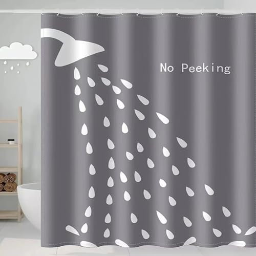 AJALGZ Cortina de Ducha de poliéster con patrón de Gotas de Lluvia Gris, Tela Impermeable, Cortina divisoria para baño, decoración de bañera, Ancho x Largo: 36 x 84 (91,44x213,36 cm) Larga