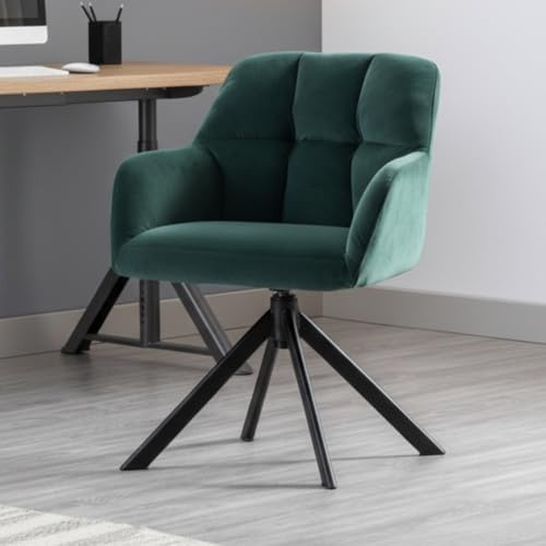 Ya-Home Poltrona Salotto Girevole in Velluto Poltroncina Imbottita Sedia da Scrivania Moderna Sedia da Ufficio Girevole con Braccioli per Camera da Letto/Ufficio, Verde