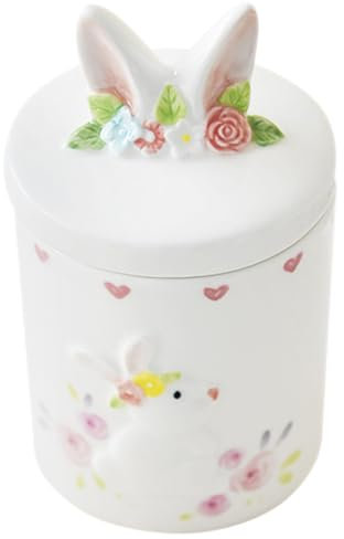 PAMINGONO Candy Ceramic Jar Sealed Vintage Cookie Jar Freezer Divided Serving Tray Sugar Transparent Pantry Pots Airtight Boxes Cookie Tins with Lids Tin Canisters Bin Snack Ceramics White