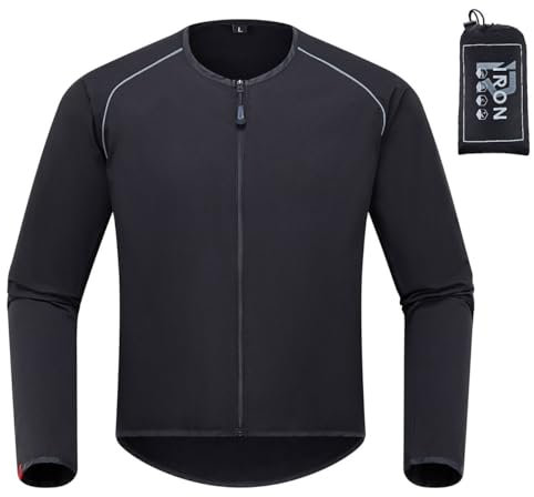 RIDEIRON Motorradjacke Herren Winddichte Leichte Gefütterte für alle Jahreszeiten Wasserdicht UPF40+ Sonnenschutz Kompakt Tragbar Geeignet zum Motorradf Klettern Schwarz XL