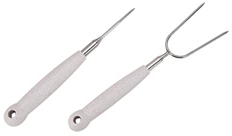 Toyvian 2piezas Tenedor De Parrilla De Acero Inoxidable para Exteriores Tenedor Doble y Individual Accesorios para Barbacoa para Barbacoa