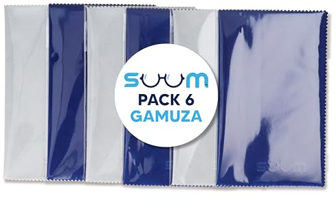SUUM co. Gamuzas Microfibra para Gafas y Pantallas Pack 6 15x18cm - Limpieza sin Rayones en Gafas y Electrónica - Gamuzas Azul y Gris Coreana - Paño Antihuellas Portátil Duradero