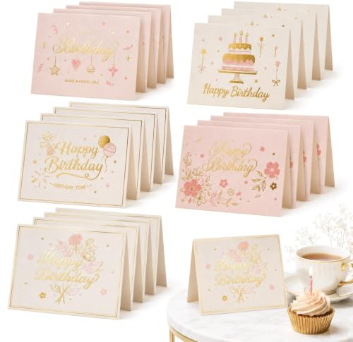 UZYXC 20 Piezas Tarjetas De Felicitación Cumpleaños, Tarjetas Plegables, Con Sobre, Elegante Sencillo, Para Colegas, Amigos, Familia