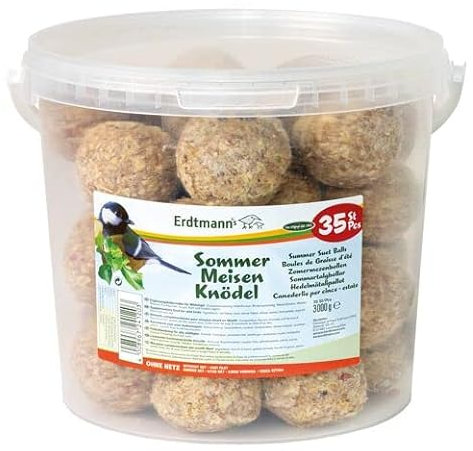 Erdtmanns Sommer-Meisenknödel ohne Netz im Eimer 3 kg – nachhaltige Vogelfütterung mit Fruchtpellets & Getreideflocken – leichte Nahrungsaufnahme – ideal für Sommerfütterung