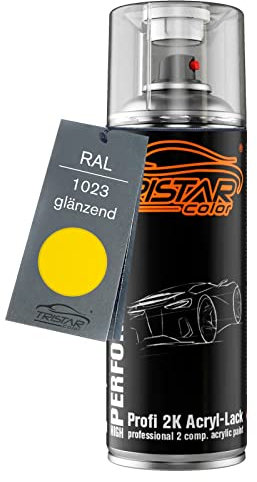 TRISTARcolor RAL 1023 Verkehrsgelb glänzend 2K Acryl Spraydose Sprühdose Spritzlack Sprühlack 400 ml schnelltrocknend