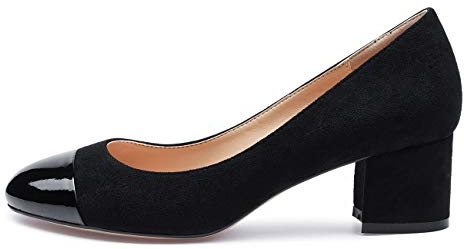 Castamere Femme Moyenne Talon Bout Ronde Carré Bloc Talon Escarpins 5CM Noir Suède Chaussures EU 35