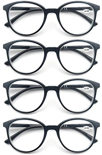 MODFANS Lot de 4 Lunettes de Lecture 3.5 Homme Femme,Lunettes Loupe Branches a Ressort,Lunettes de Vue Monture Leger