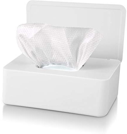 Caja para Toallitas Húmedas con Tapa,Caja Almacenamiento de Pañuelos a Prueba de Polvo,Dispensador de Toallitas Humedas para Hogar Coche Oficina (Blanco)
