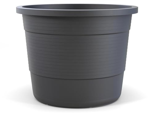 Plastard Blumentopf Terra Ø 54 cm Anthrazit, wetterfester Pflanzkübel, Pflanztopf, Blumenkübel, Übertopf für Innen & Außen aus Kunststoff mit Überlauf