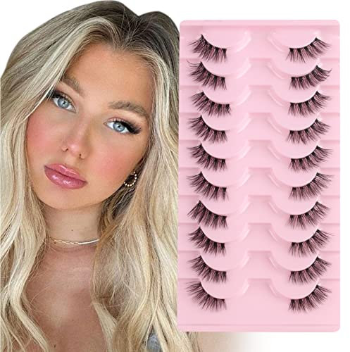 Parriparri Ciglia Finte 10 Paia Mezze Ciglia Finte Con Fascia Trasparente 3D Occhio Di Gatto Ciglia Naturali Half Lashes Cateye Corner Eyelashes
