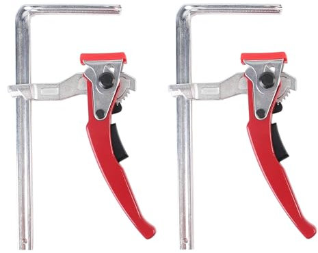 KETIPED 2 Pack Ratcheting Table Clamp, Quick Saw Track Clamps, Ratchet Guide Rail Quick Bar Clamp for MFT Table and Guide Rail System,F-Clamps with 0~6 Clamping Range,MG-040RD
