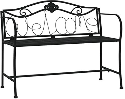 ULUYYUC Banc de tente à bière pour balcon, petit balcon, jardin, banc de jardin, 2 places, 104 cm, en acier noir, pour terrasse, parc, balcon, cour intérieure